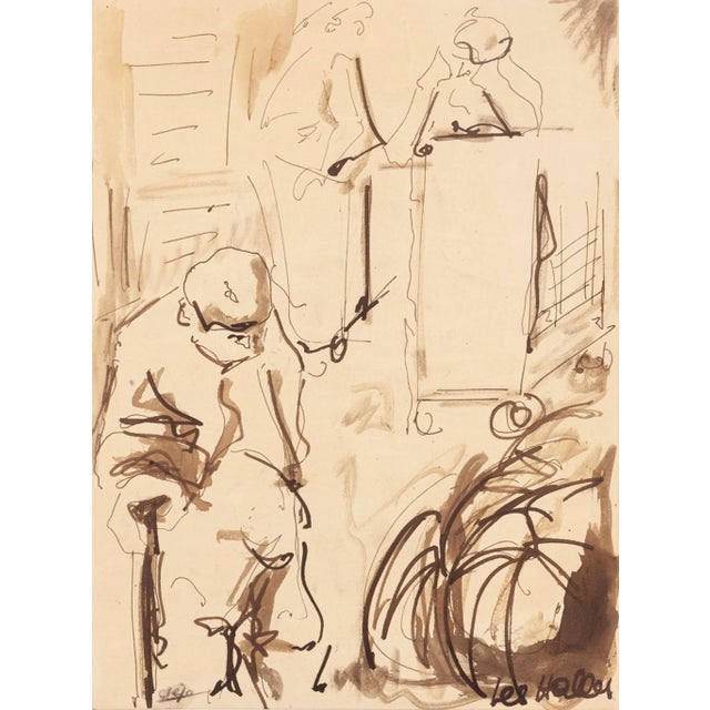 Conversation is an original modern artwork realized in the mid-XX Century by an unknown artist\. Original Black China Ink...