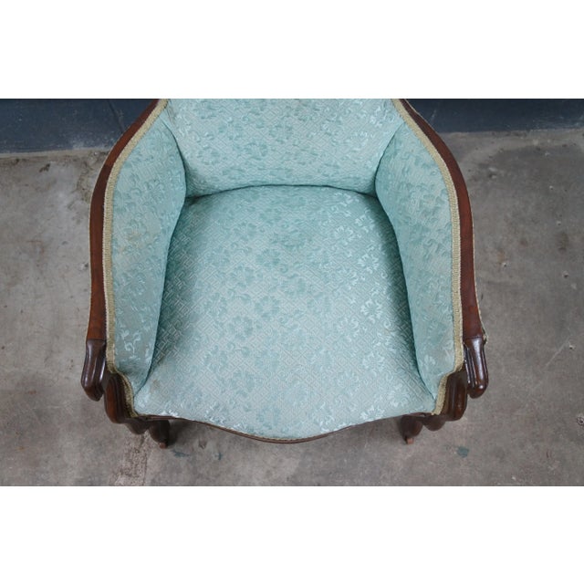 Antique Victorian Walnut Balloon Back Library Parlor Armchair For Sale - Image 14 of 15