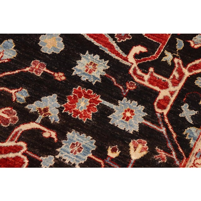 Textile 1990s Bohemien Ziegler Black Blue Hand-Knotted Wool Rug - 9'11'' X 13'8'' For Sale - Image 7 of 8