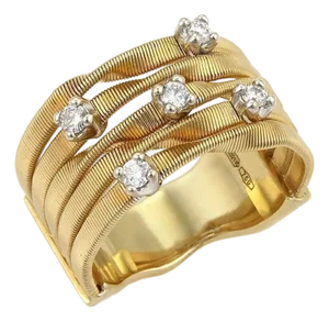 Marco Bicego Marrakech Diamond 18k Yellow Gold 5 Row Band Ring - Size 7