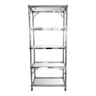1950s Chrome and Brass Maison Jansen Style Etagere Shelf Display For Sale