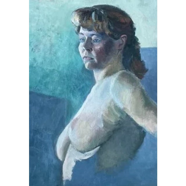 Vintage Original Nude Portrait Oil on Canvas For Sale - Image 11 of 12