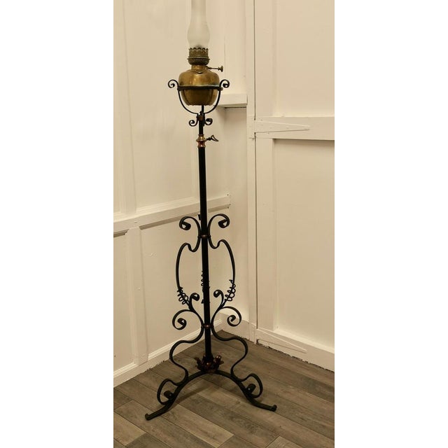 Arts and Crafts Wrought Iron Oil Floor Lamp, 1880s For Sale - Image 6 of 7