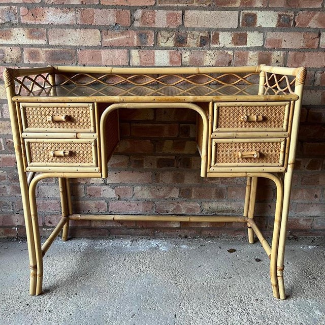 Cane & Bamboo Dressing Table / Desk For Sale - Image 3 of 6