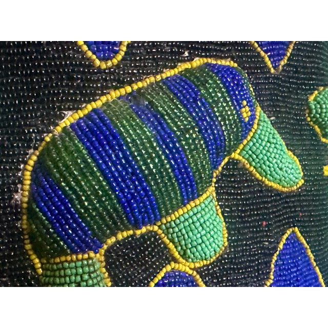 Mid-20th Century Nigerian Yoruba Large Ceremonial Beaded Vessel With Reptile Finial For Sale - Image 9 of 18