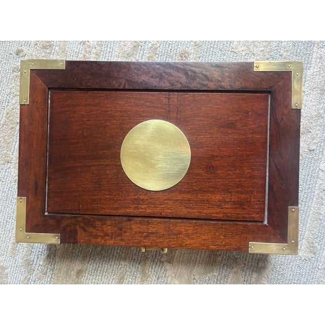 Wood Asian Rosewood Brass Bound Jewelry Box For Sale - Image 7 of 11