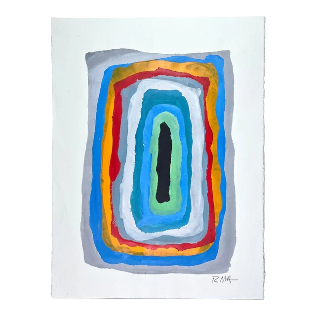 Vintage Original Untitled Abstract Expressionist by Russ Armstrong, Signed (Ca. 1980, Acrylic on Paper) For Sale