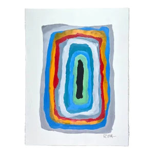 Vintage Original Untitled Abstract Expressionist by Russ Armstrong, Signed (Ca. 1980, Acrylic on Paper)