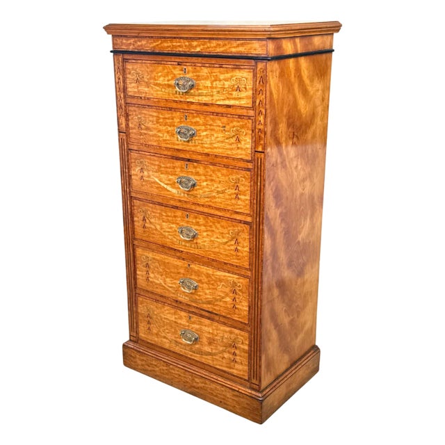 Pedestal Chest of Drawers in Satinwood, 1880 For Sale