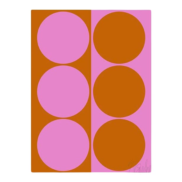 Dynamic Pair Pink and Amber Fine Art Print 42.5" X 60" by Liz Roache For Sale