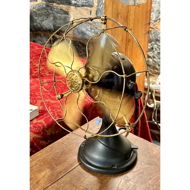 1901 Ge General Electric Brass and Cast Iron Desk Fan | Chairish