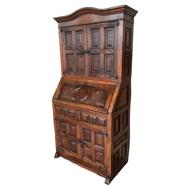 Late 19th Century Spanish Walnut Bureau Bookcase ‘Secretaire’ For Sale - Image 13 of 13