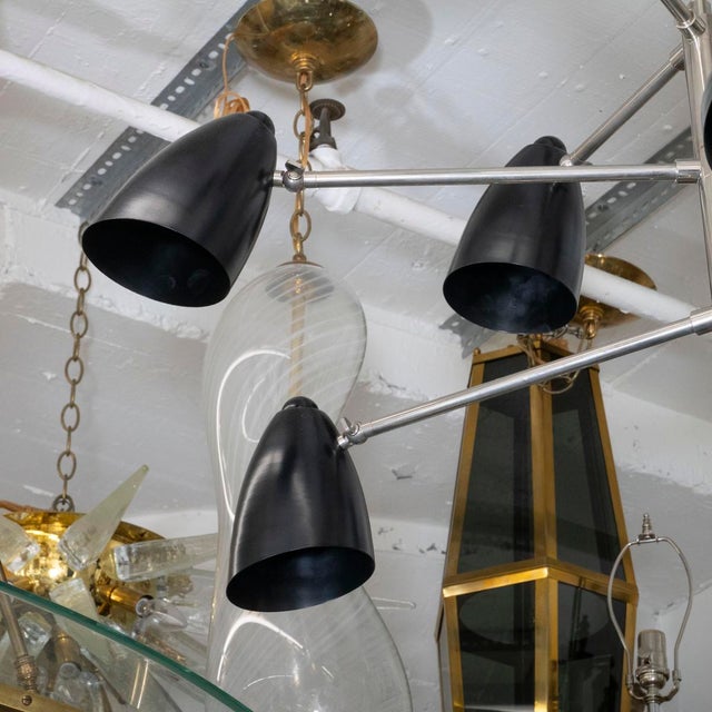 Black Sputnik style chandelier with bullet shades For Sale - Image 8 of 8