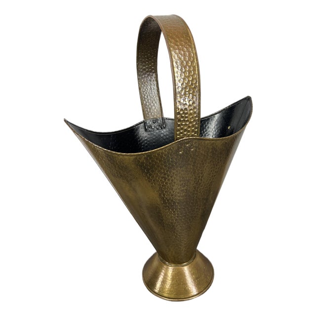 Vintage French Style Copper and Hammered Brass Umbrella Stand For Sale