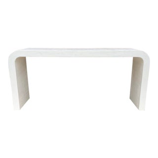 Modern Block Style Raw Plaster Waterfall Console For Sale