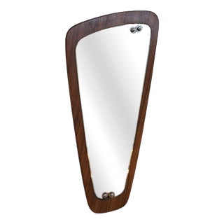 Irregularly Shaped Mirror in Teak Frame For Sale