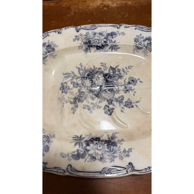 Antique Blue Transfer Ironstone "Sydney" Pattern Tree in the Well Meat Platter, Circa 1850 For Sale - Image 4 of 12