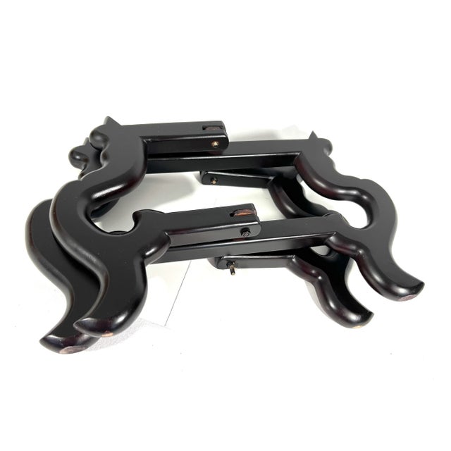 1980s VIntage Folding Rosewood Dark Brown Chinese Planter / Bowl Display Stand 10" For Sale - Image 5 of 5