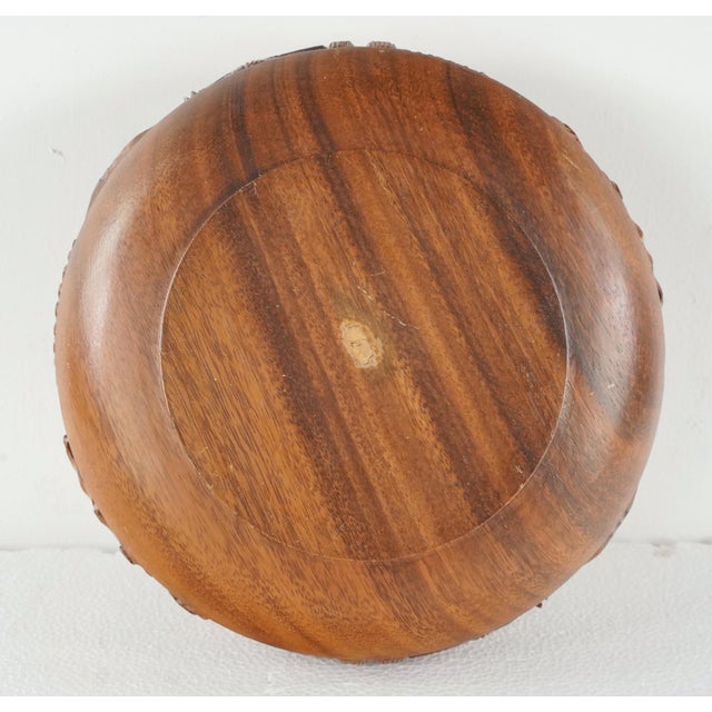 Vintage Asian Hand Carved Wooden Serving Bowl With Lid For Sale - Image 9 of 10
