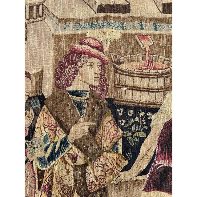 Gold French Vendanges Tapestry Screenprinted by Hand, 1970s For Sale - Image 8 of 18