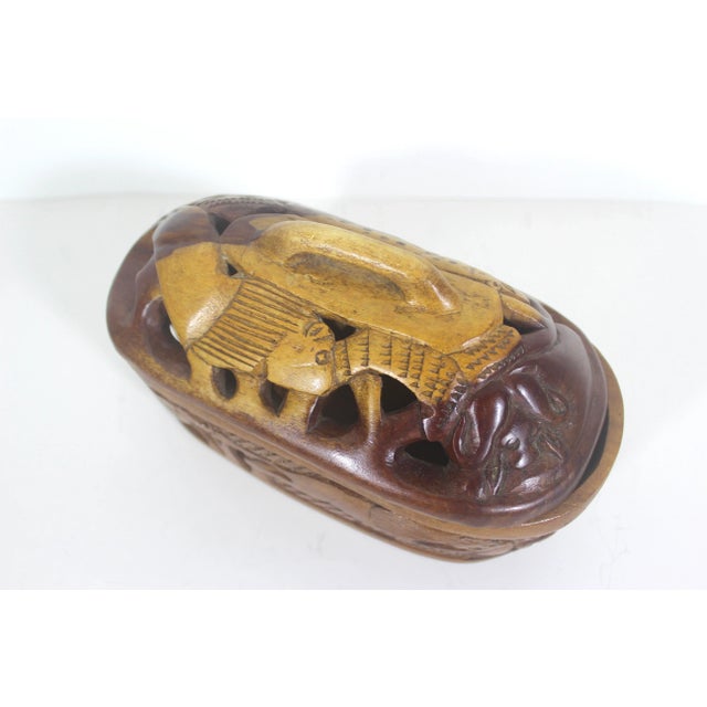 Vintage Carved Wood Box With Lid Hand Carved African Safari Animals For Sale - Image 9 of 9