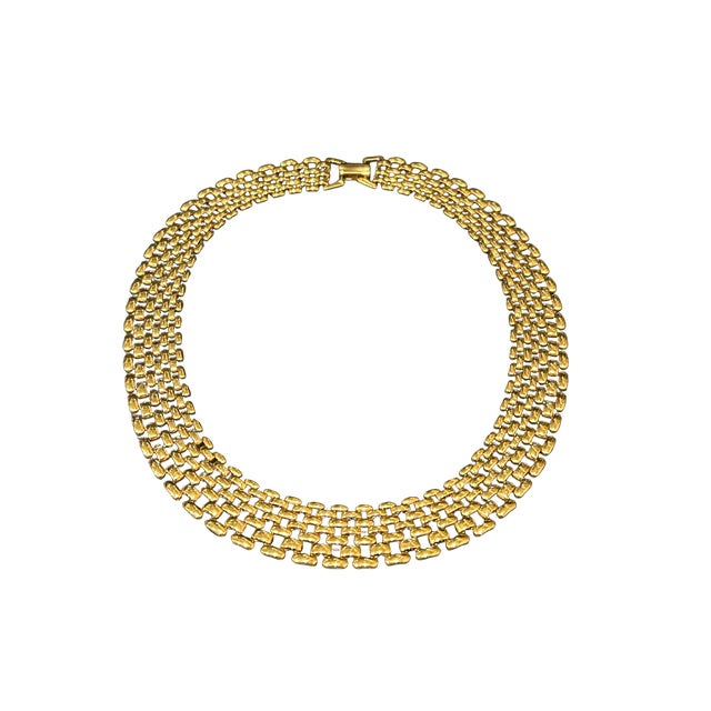 Vintage Napier Yellow Gold Bismark Chain Necklace – 16.25” Glossy Panther Link Collar Elevate your style with this...