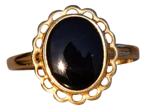 The 49th Avenue: Onyx Flower Ring in Yellow Gold