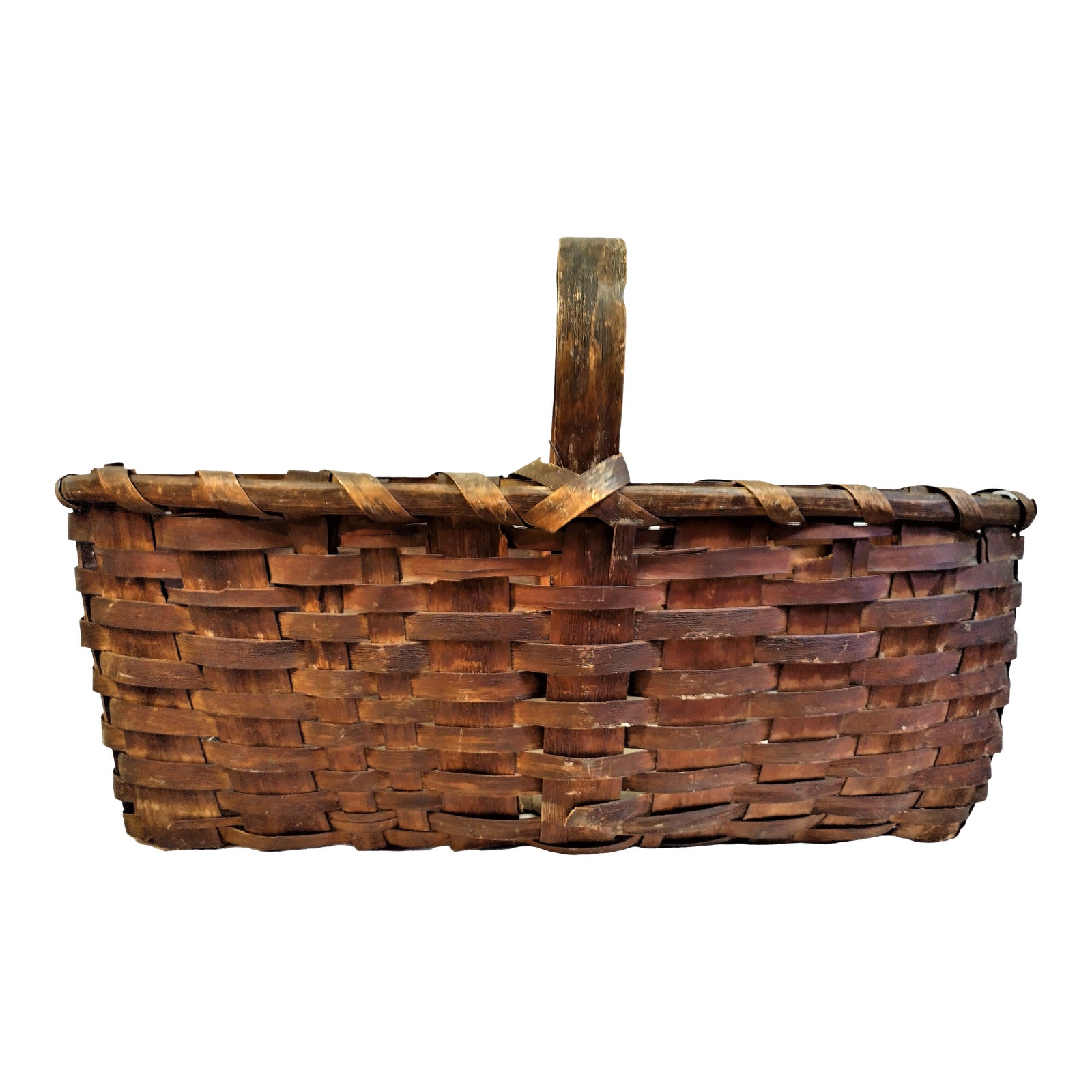 1900s Antique Oak Native American Gathering Basket Chairish