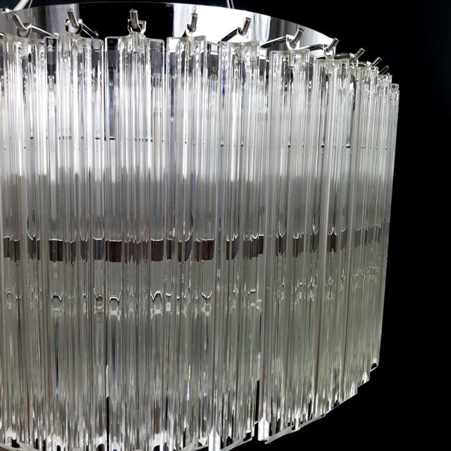 Vintage Round Chandelier with Handmade Murano Glass and Crystal Quadrihedrons, Italy, 1971 For Sale - Image 16 of 18
