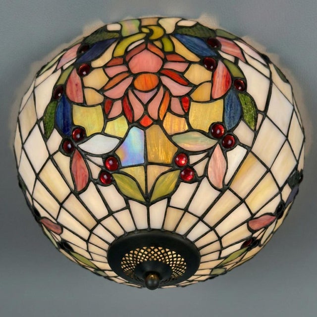 Vintage Liberty Ceiling Lamp in Leaded Glass Mosaic For Sale - Image 4 of 16