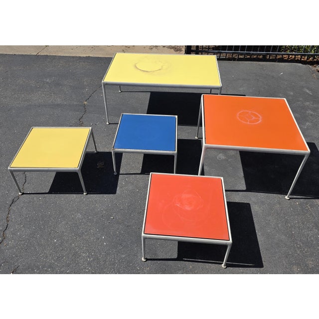 1970s Attributed to Richard Schultz Style Knoll Aluminum and Yellow Enamel Side-Coffee Table For Sale - Image 15 of 15