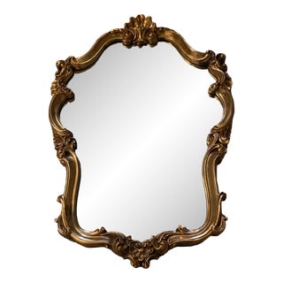 Mid-Century Gold Leaf Ornate Mirror For Sale
