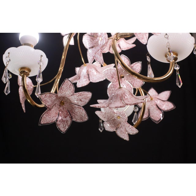 Pink Flowers Murano Chandelier, 1970s For Sale - Image 6 of 12
