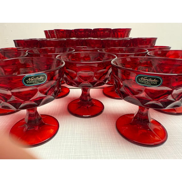 1950s Golden Peaks Geometric Diamond Patterned Glassware by Anchor Hocking - 44pcs For Sale - Image 9 of 13