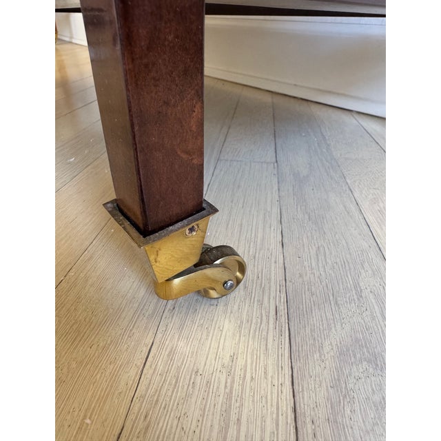 Mid-Century Modern Mid Century Vintage Mahogany and Cane Glass Topped Side Tables, a Pair For Sale - Image 3 of 11