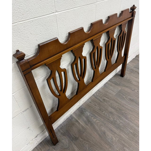 Vintage Full Size Chippendale Style Headboard For Sale - Image 4 of 9