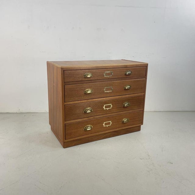 Vintage Plan Chest with Brass Cup Handles, 1930s For Sale - Image 12 of 12