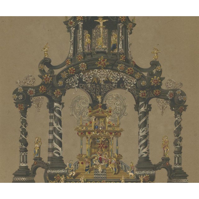 Bavarian Royal Chapel Altar Shrines, 1874, Chromolithographs on Paper, Set of 2 For Sale - Image 11 of 13
