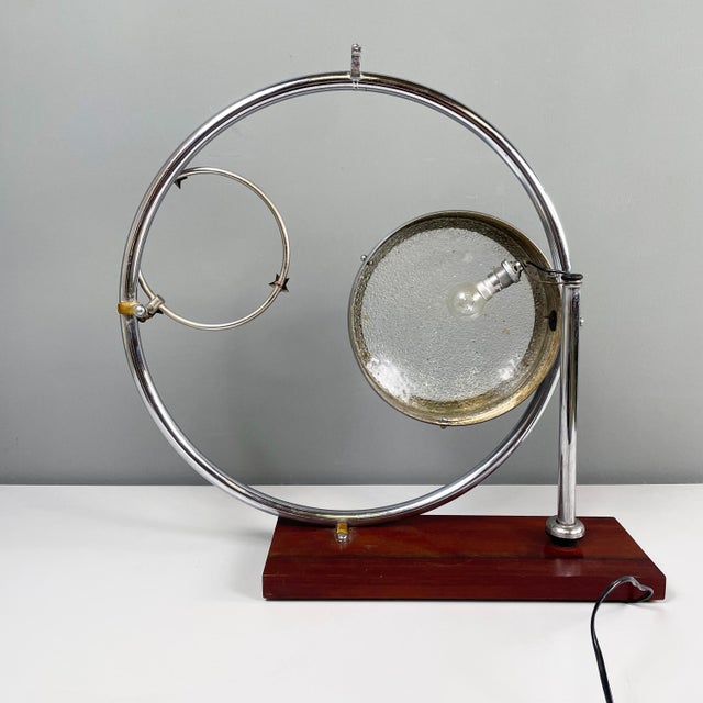Metal Italian Modern Geometrical Table Lamp in Crafted Glass, Metal and Wood, 1980s For Sale - Image 7 of 18