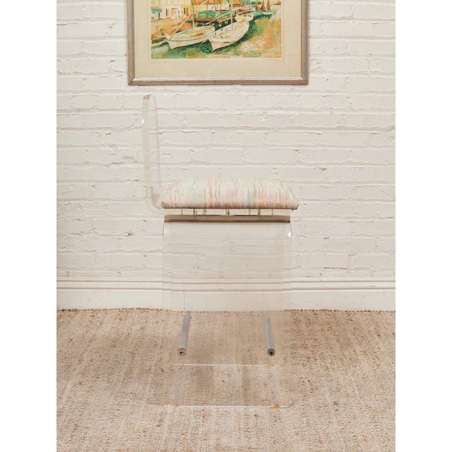Mid 20th Century Lucite Pair of Stools With Seat Pads, Pair For Sale - Image 10 of 11