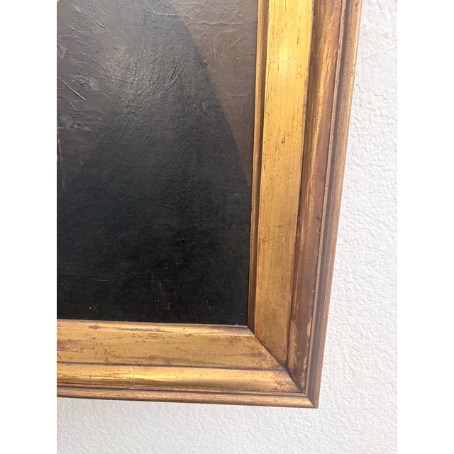 19th Century Oil Portrait of a Lady in Antique Giltwood Frame - Unsigned For Sale - Image 9 of 12