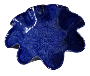 1970s Pat Young Cobalt Lotus Dish