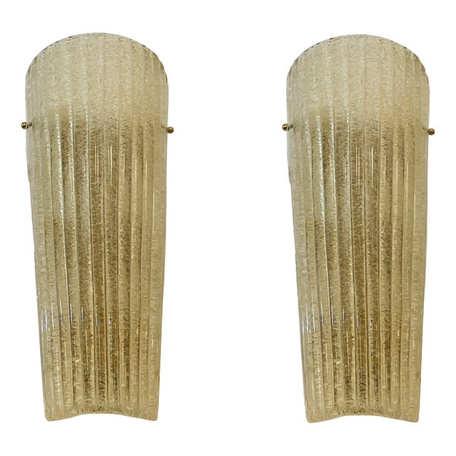 Ice Murano Glass Wall Sconces, 1970s, Set of 2 For Sale