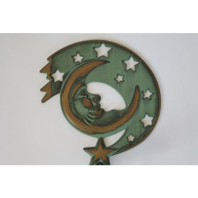 Vintage Brass Sun, Moon & Stars Candle Wall Sconces For Sale In Milwaukee - Image 6 of 14