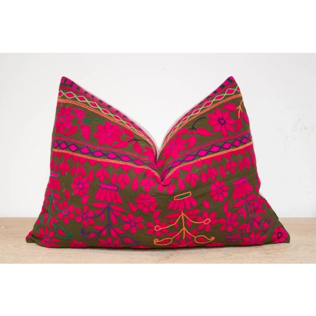 Vensi Embroidered Floral Pillow For Sale - Image 4 of 7