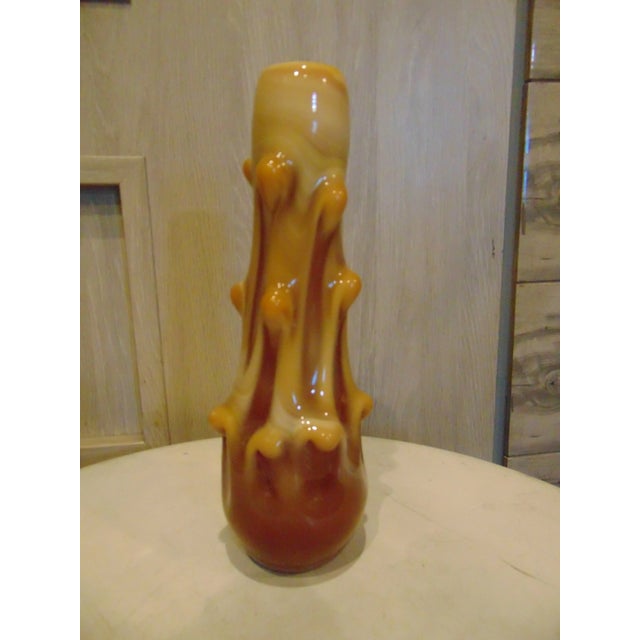 Vintage glass vase, Prokuplje glass, 1970s, dimensions: height 27.5 cm, diameter 9.2 cm.