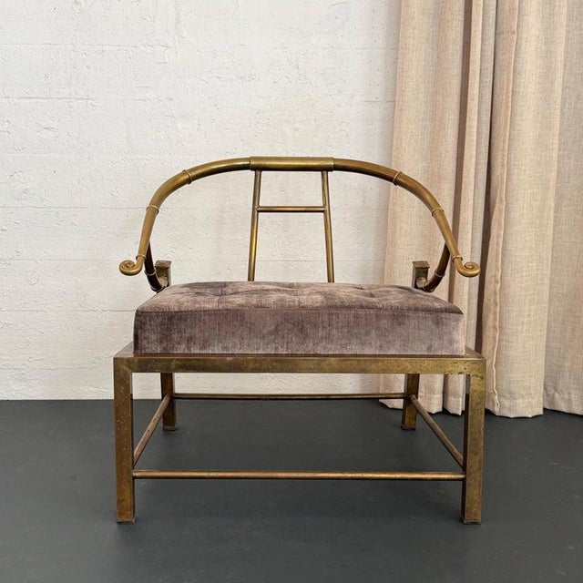 1970s Brass "Empress" Hollywood Regency Chair by Warren Lloyd for Mastercraft For Sale In New York - Image 6 of 9