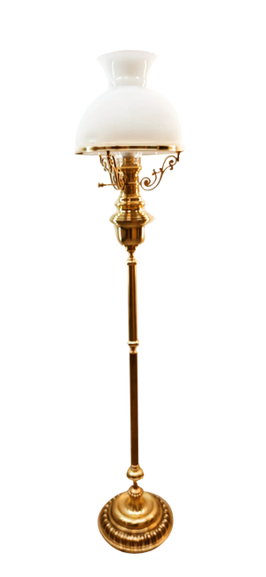 Brass and Opal Glass Floor Lamp