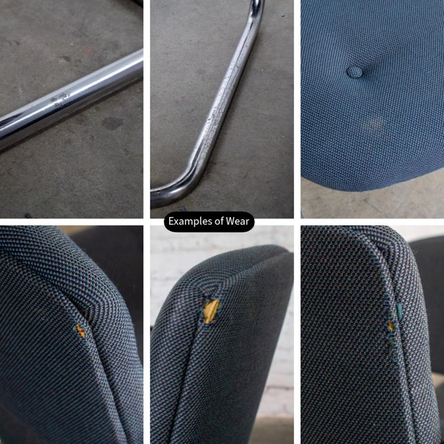 Late 20th Century Modern Set of 6 Chrome Cantilever Chairs W/Gray Fabric by United Chair Company For Sale - Image 6 of 18
