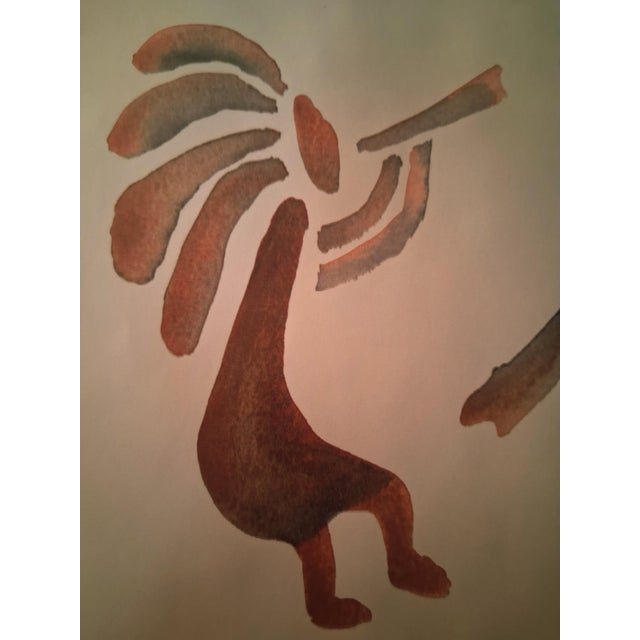 Mid-Century Modern F-021 Original 1995 William Rowe "Kokopelli" Watercolor For Sale - Image 3 of 12